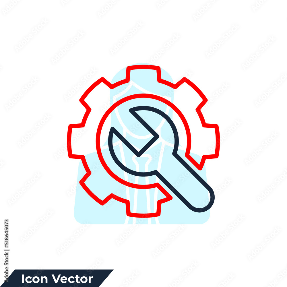 Gear and Wrench icon logo vector illustration. Service tool symbol template for graphic and web design collection Gear and Wrench icon logo vector illustration. Service tool symbol template for graphic and web design collection