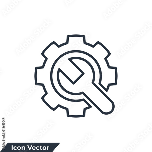 Gear and Wrench icon logo vector illustration. Service tool symbol template for graphic and web design collection