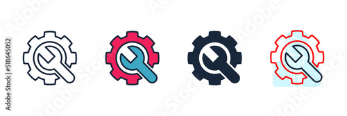 Gear and Wrench icon logo vector illustration. Service tool symbol template for graphic and web design collection photo