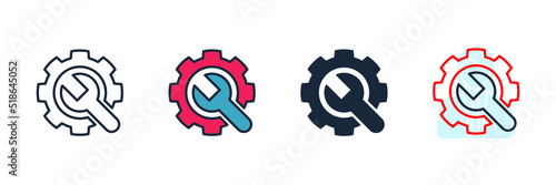 Gear and Wrench icon logo vector illustration. Service tool symbol template for graphic and web design collection