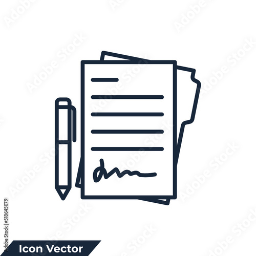 contract icon logo vector illustration. Document symbol template for graphic and web design collection