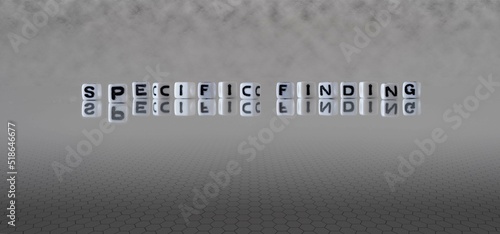 Canvas Print specific finding word or concept represented by black and white letter cubes on