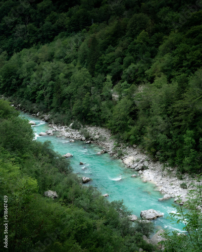 turquoise Soca River in the mountains of Slovenia