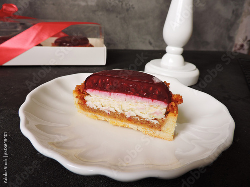 dessert cake with raspberry filling