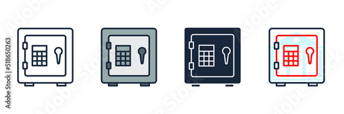 bank safe icon logo vector illustration. Money safe and Locker symbol template for graphic and web design collection