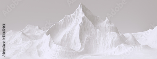 Mountains landscape, 3d rendering white abstract cliff