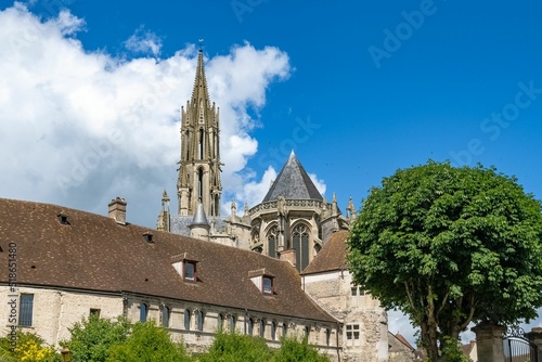 Senlis, ancient house, with the Notre-Dame cathedral photo