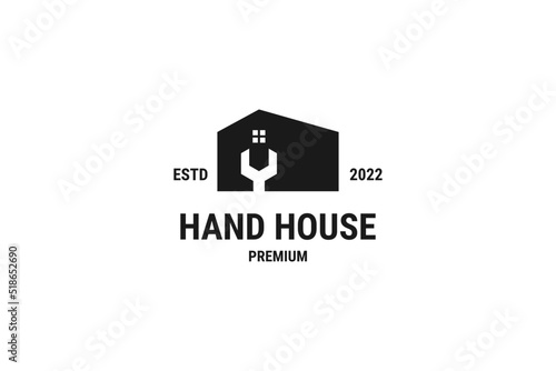 Flat home house service logo design vector icon illustration idea