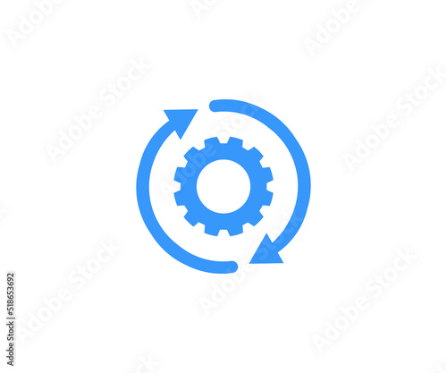 Execute icon,  implement integration process rotation, customization cycle gear wheel pictogram  logo design. Execution assembly tech element or operation cogwheel image vector design and illustration