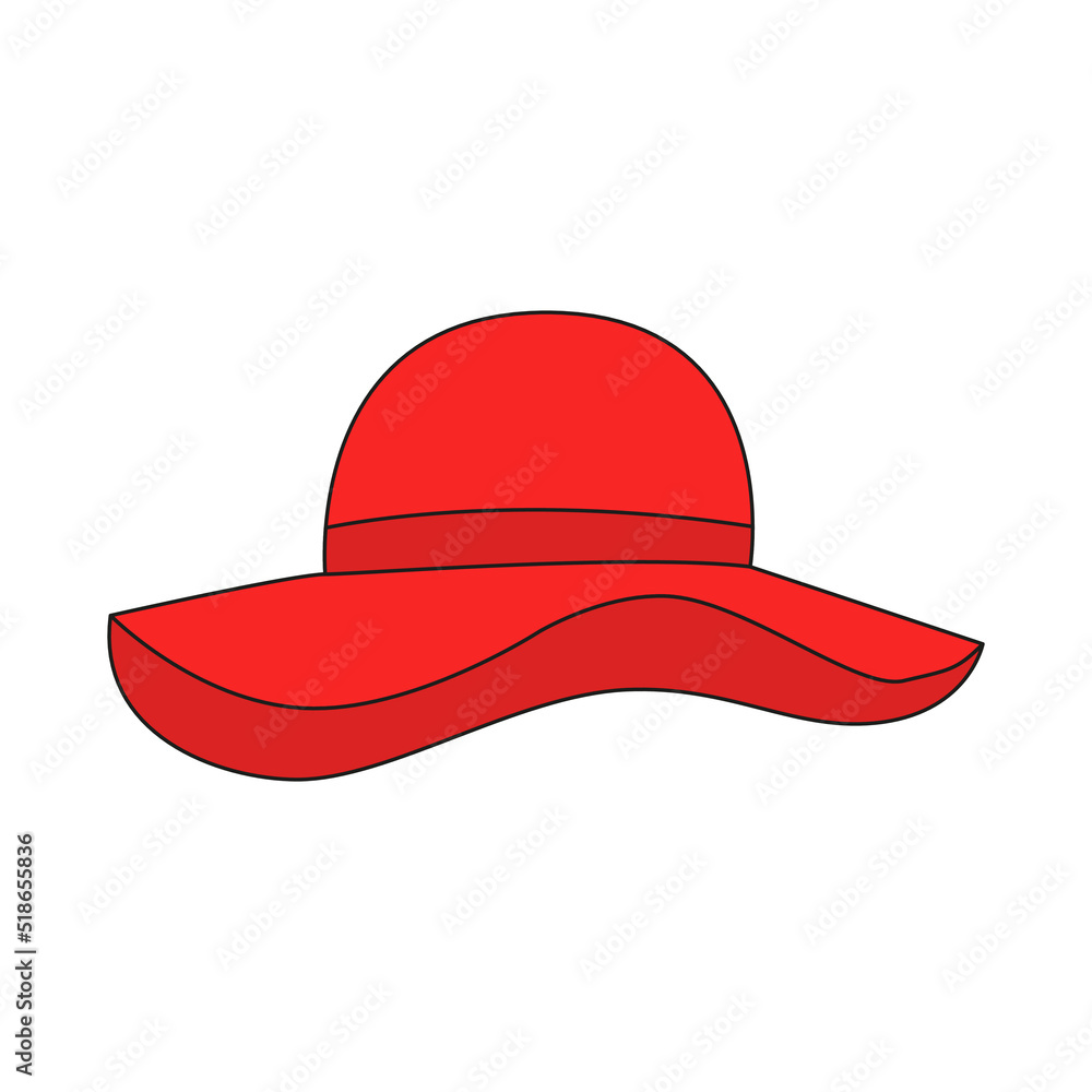 Awesome Red hat in modern style on white background. Head clothing Awesome Red hat in modern style on white background. Head clothing