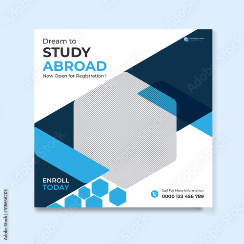 Modern study abroad social media post design template
