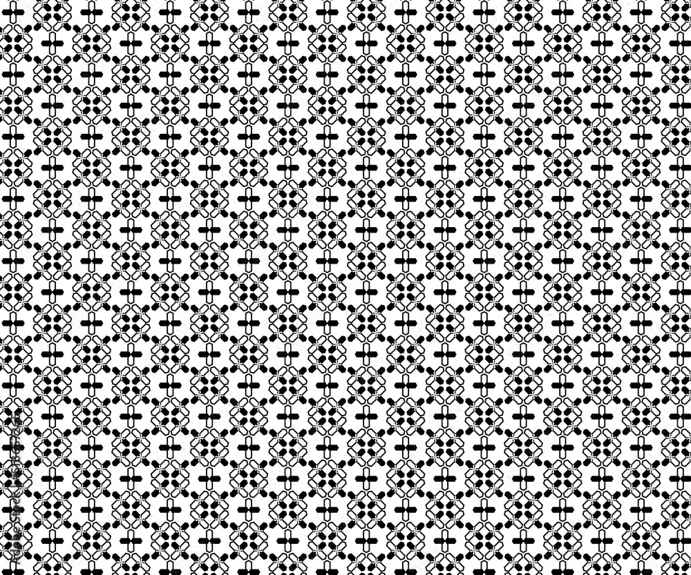 Seamless vector background geometric pattern design. Perfect for fabric textures, wrapping paper art and wallpaper illustration. This vector graphic contais a grid filled with black elements Seamless vector background geometric pattern design. Perfect for fabric textures, wrapping paper art and wallpaper illustration. This vector graphic contais a grid filled with black elements