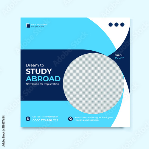 Modern study abroad social media post design template