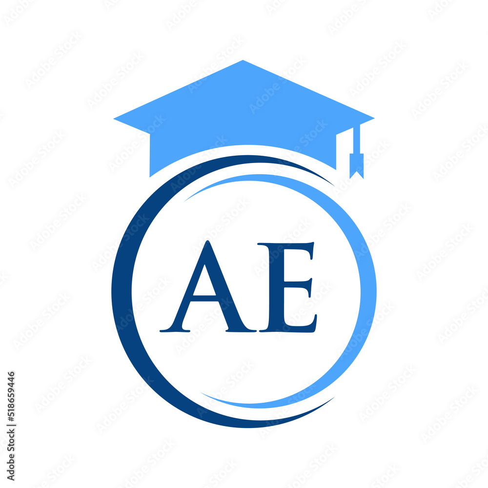 Letter AE Education Logo Concept With Educational Graduation Hat Vector Template Letter AE Education Logo Concept With Educational Graduation Hat Vector Template