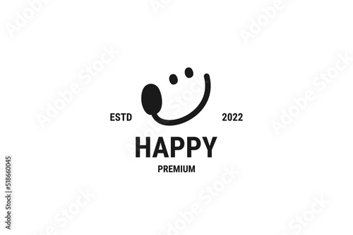 Happy face smile food fork logo design vector icon illustration idea