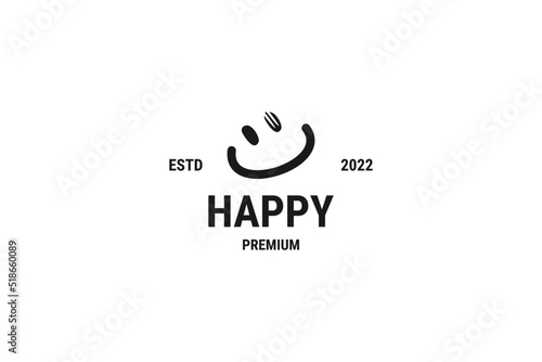Happy face smile food fork logo design vector icon illustration idea