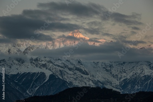 Beautiful landscape of the Kawagebo peak on the sunrise photo