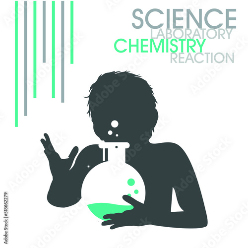 A child doing an experiment with a chemical solution in a beaker