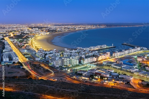 Evening shot of the seacoast in Agadir