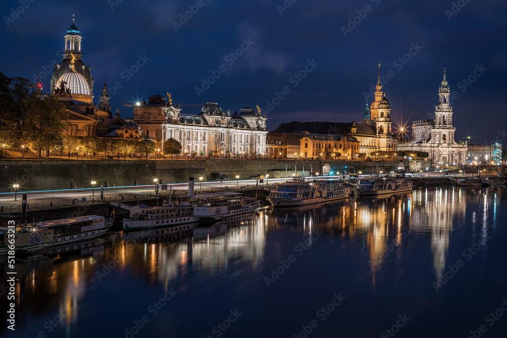 old town in Dresden during blue hour