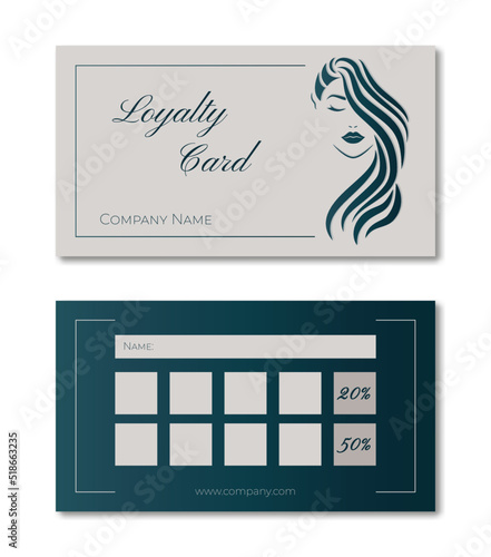 Loyalty Card. Beauty. Barber. Vector.
