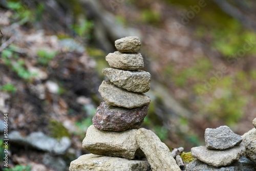 Canvas Print Selective focus shot of stones stacked on top of each other