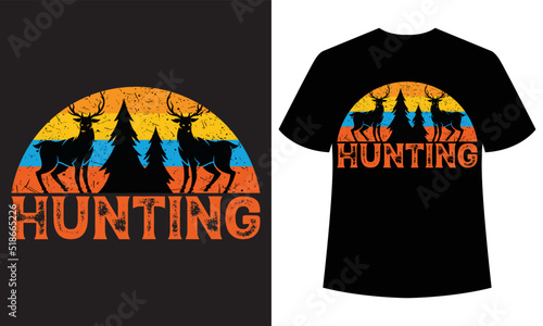 Hunting Colorful Typography New T-shirt Design