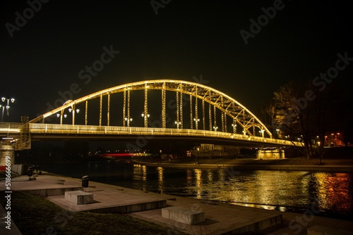 Nighttime shot of Kossuth Bridge, Gyor, Hungary photo