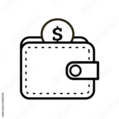 wallet with dollar coin - vector icon	