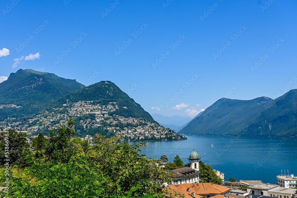 Lugano, Luganersee, Lago di Lugano, See, Seeufer, Monte Brè, Castagnola, Aussichtsberg, Wanderweg, Sommer, Tessin, Schweiz