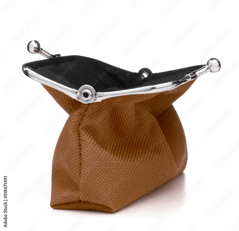 Brown cash wallet isolated over white background. Charge purse