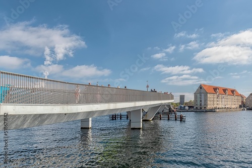 Photography Pedestrian and bicycle bridge Inderhavnsbroen in Copenhagen, Denmark