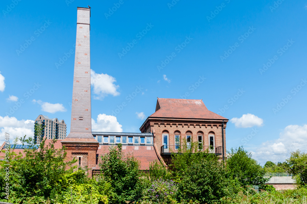 The Engine House with The Larder cafe inside Walthamstow Wetlands, Lea Valley Country Park, London, United Kingdom, 3 July 2022
