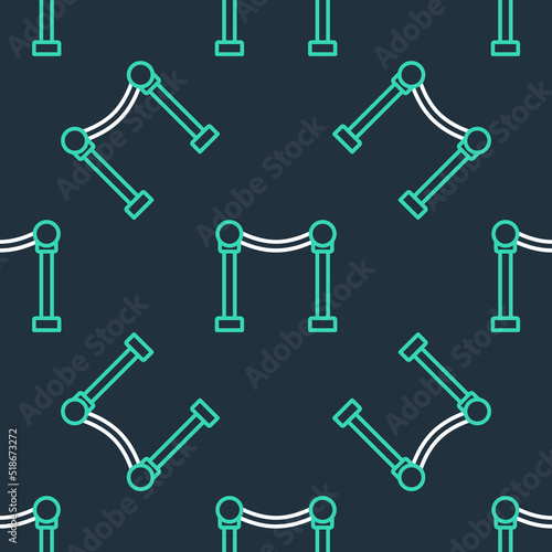 Line Rope barrier icon isolated seamless pattern on black background. VIP event  luxury celebration. Celebrity party entrance. Vector