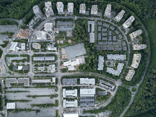 Aerial shot of a residential district plan