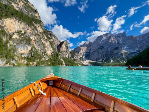 The most famous crystal clear mountain lake and the boat trip 