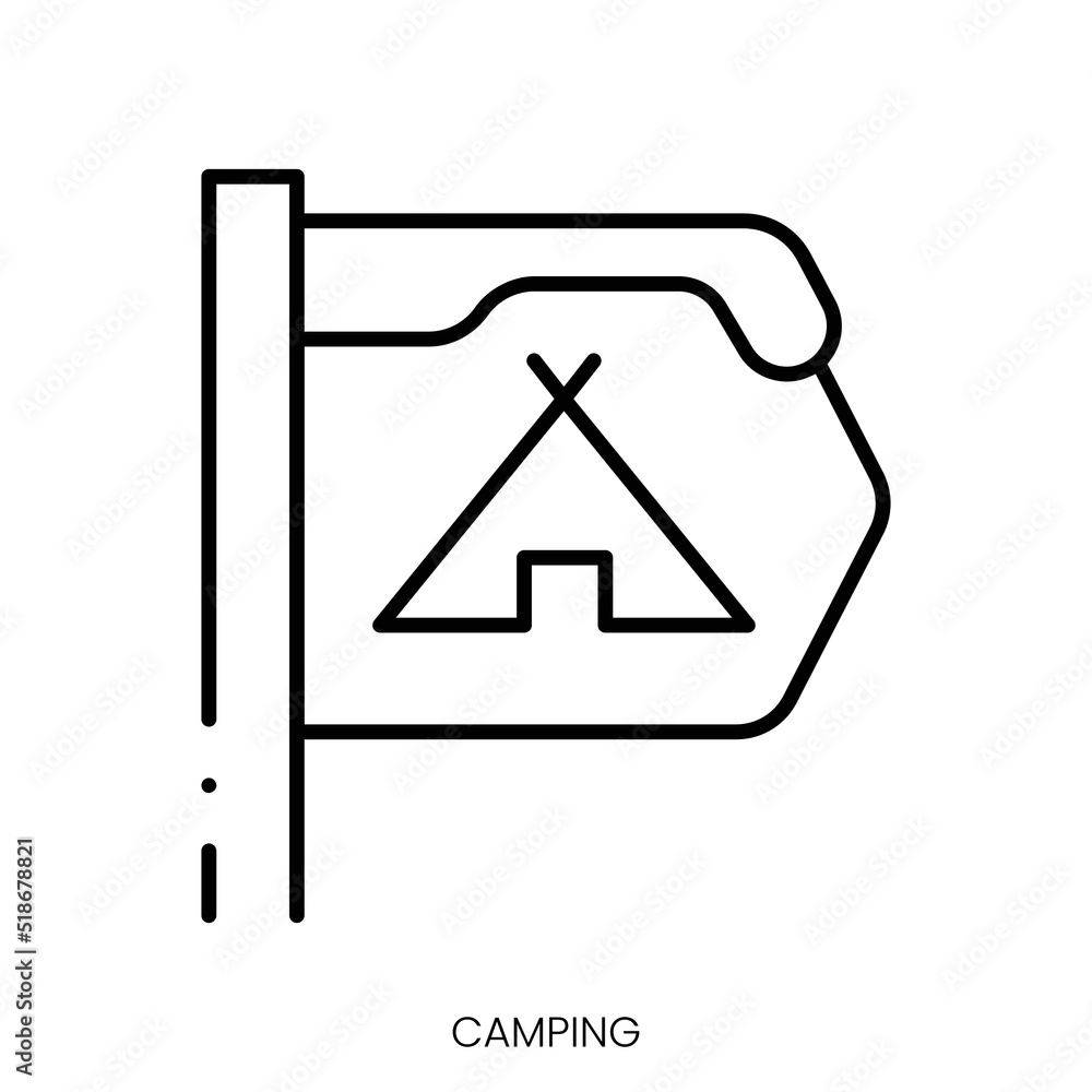 camping icon. Linear style sign isolated on white background. Vector illustration camping icon. Linear style sign isolated on white background. Vector illustration
