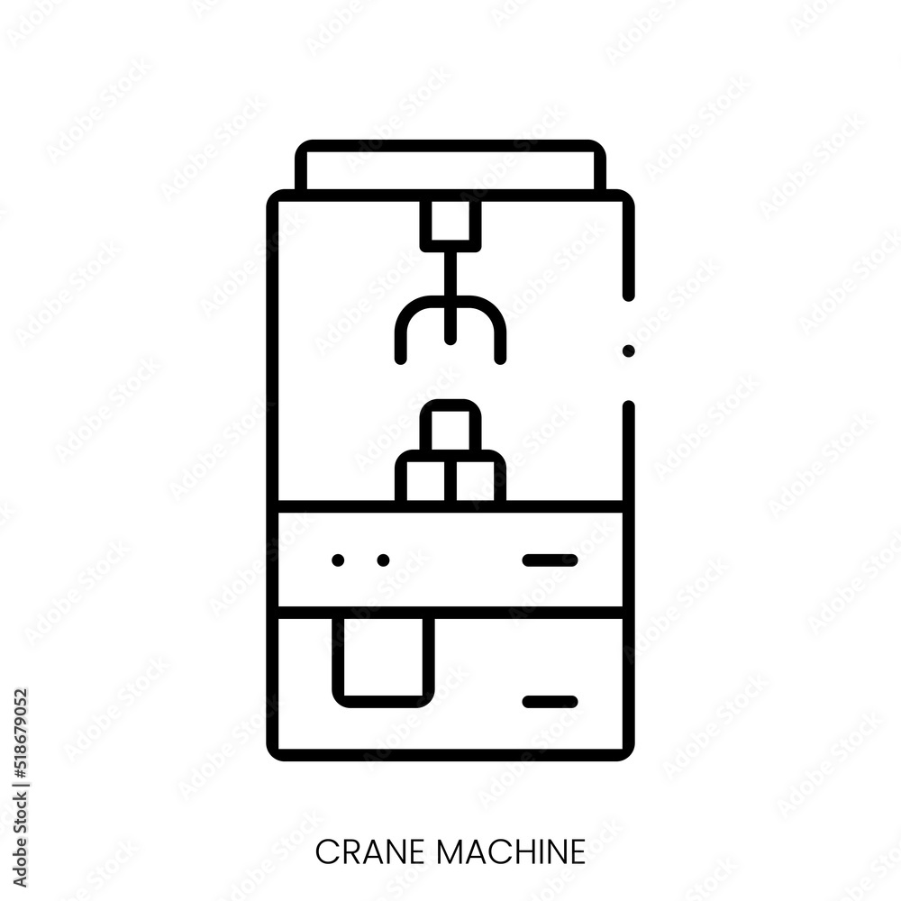 crane machine icon. Linear style sign isolated on white background. Vector illustration crane machine icon. Linear style sign isolated on white background. Vector illustration