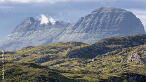 Beautiful view of the Suilven and a brooding sky, the Highlands of Scotland photo