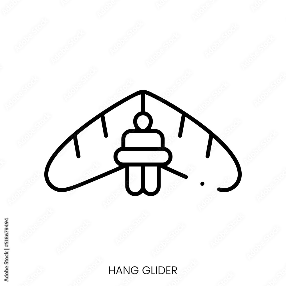 hang glider icon. Linear style sign isolated on white background. Vector illustration