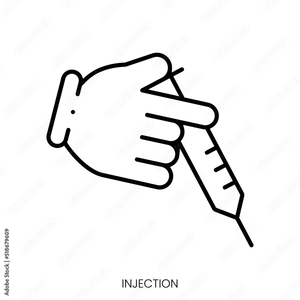 injection icon. Linear style sign isolated on white background. Vector illustration injection icon. Linear style sign isolated on white background. Vector illustration
