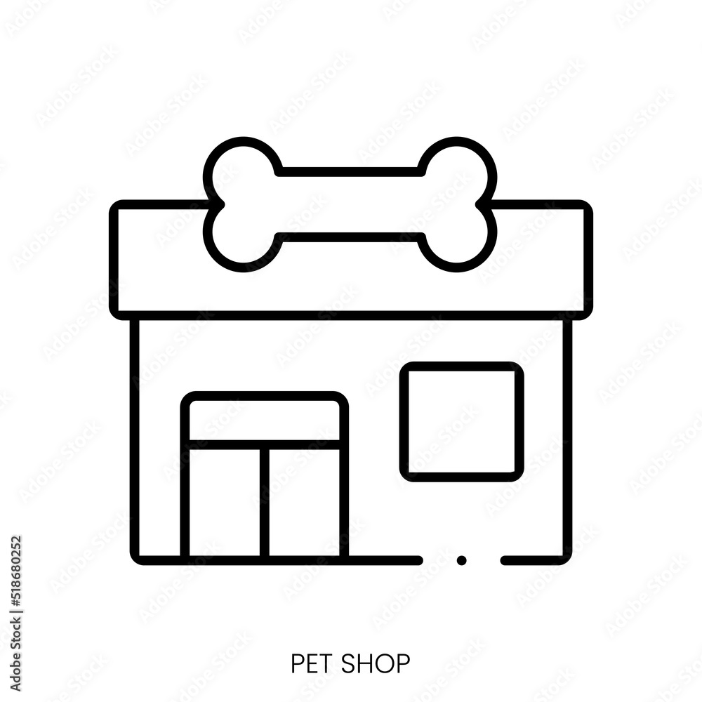 pet shop icon. Linear style sign isolated on white background. Vector illustration pet shop icon. Linear style sign isolated on white background. Vector illustration