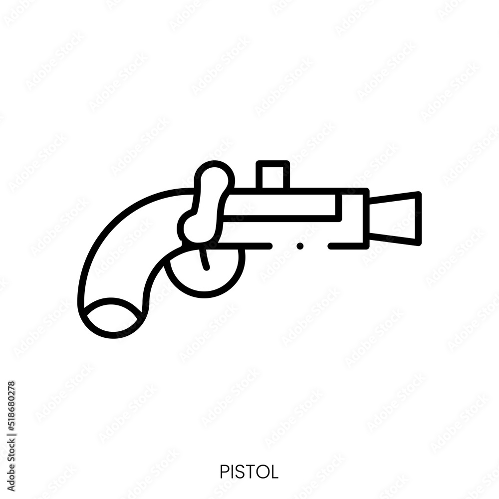 pistol icon. Linear style sign isolated on white background. Vector illustration pistol icon. Linear style sign isolated on white background. Vector illustration