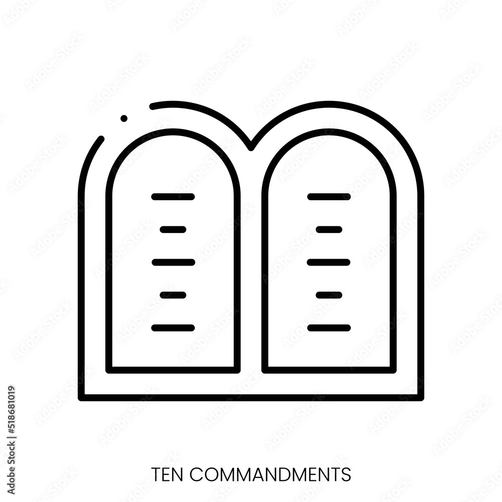 ten commandments icon. Linear style sign isolated on white background. Vector illustration - obrazy, fototapety, plakaty 