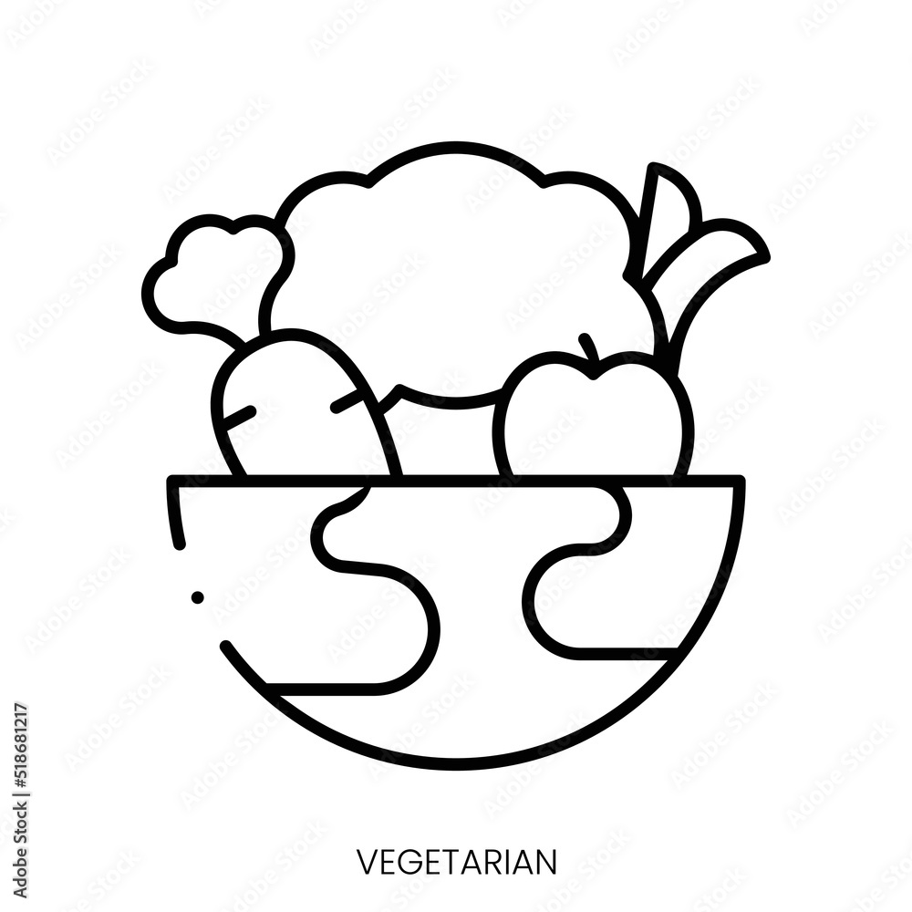 vegetarian icon. Linear style sign isolated on white background. Vector illustration vegetarian icon. Linear style sign isolated on white background. Vector illustration