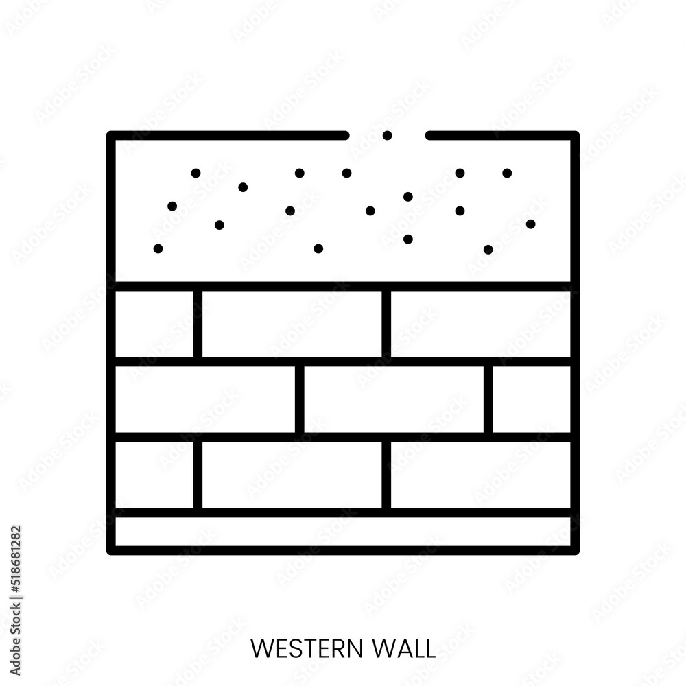 western wall icon. Linear style sign isolated on white background. Vector illustration western wall icon. Linear style sign isolated on white background. Vector illustration