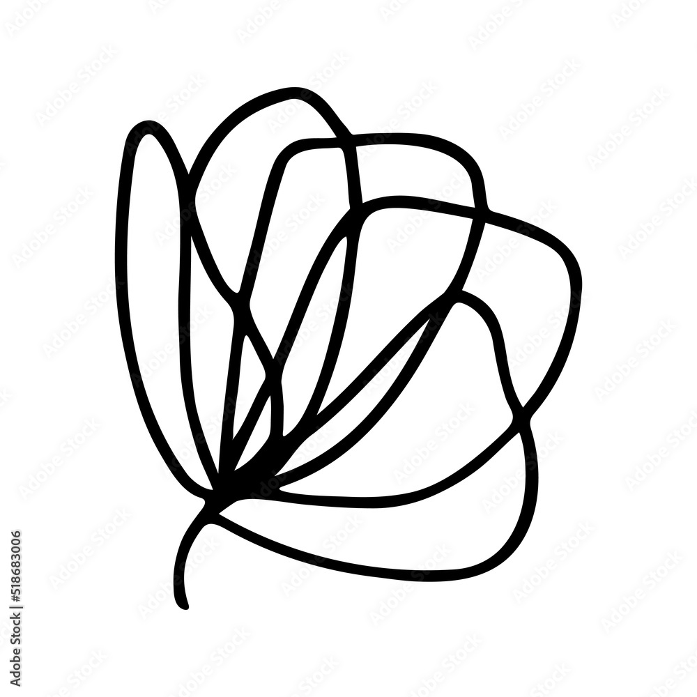 Hand drawn herbal, floral clipart. One line doodle vector Hand drawn herbal, floral clipart. One line doodle vector