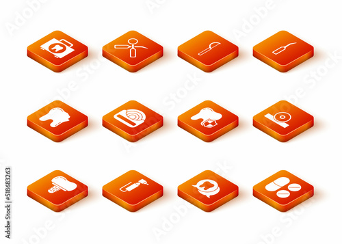 Set Dental implant, Tooth drill, Broken tooth, floss, protection, Painkiller tablet and Otolaryngological head reflector icon. Vector
