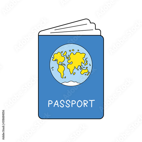 Blue international passport cover cartoon vector