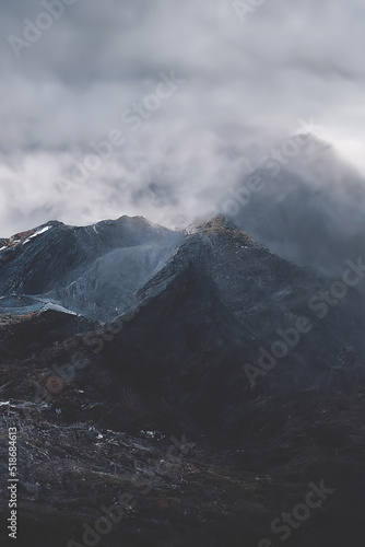 Wallpaper Mural Mountain landscape. Mountain tops in fog. Fantasy landscape, mountain rocks. 3D illustration. Torontodigital.ca